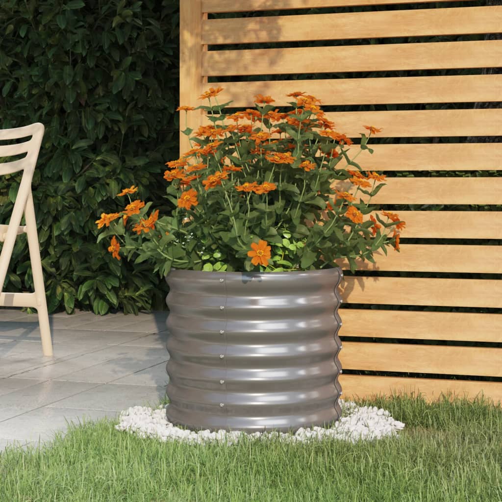 Garden Planter Galvanised Steel 40x40x36 cm Grey