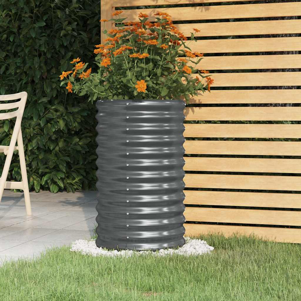 Garden Planter Galvanised Steel 40x40x68 cm Anthracite