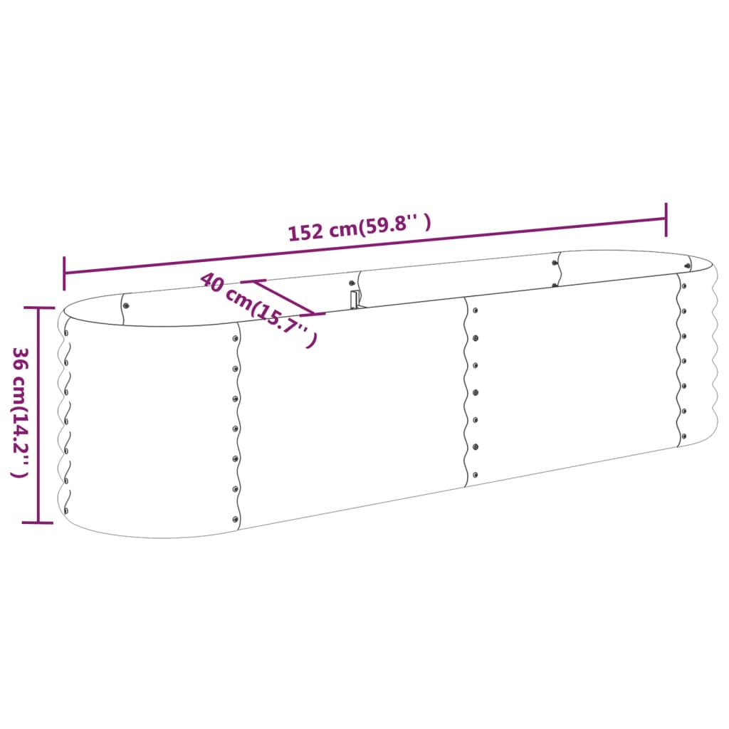 Garden Raised Bed Galvanised Steel 152x40x36 cm Silver