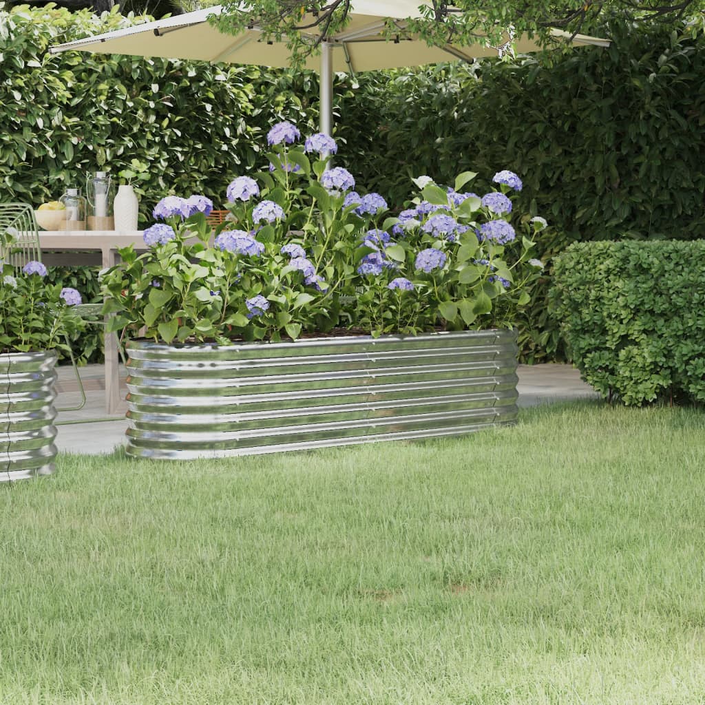 Garden Raised Bed Galvanised Steel 152x40x36 cm Silver