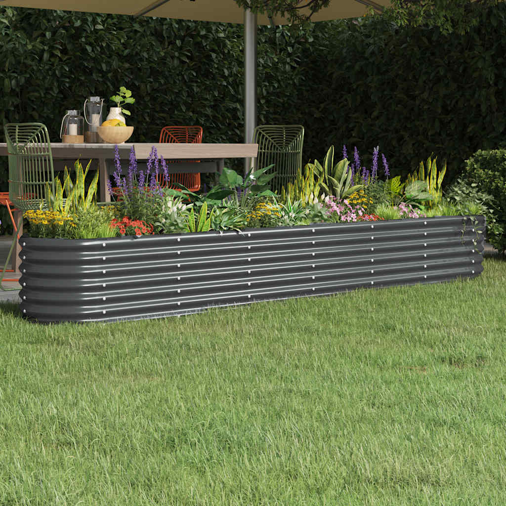 Garden Raised Bed Galvanised Steel 260x40x36 cm Anthracite