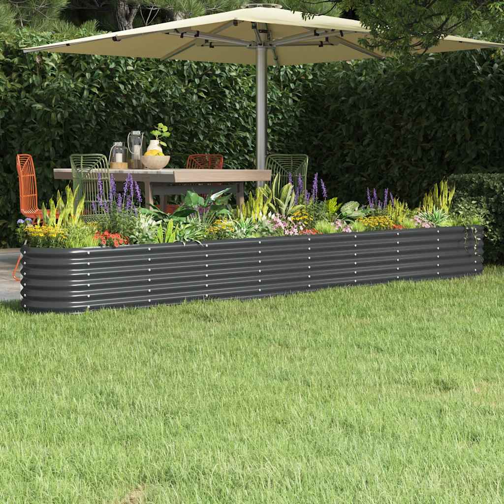 Garden Raised Bed Galvanised Steel 332x40x36 cm Anthracite