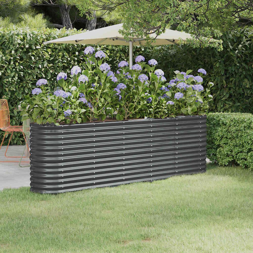 Garden Raised Bed Galvanised Steel 224x40x68 cm Anthracite