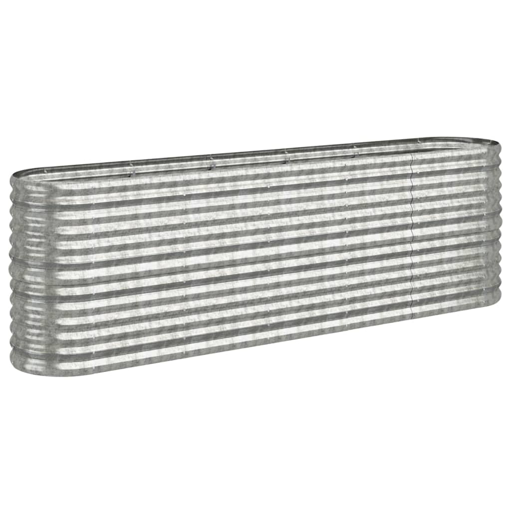 Garden Raised Bed Galvanised Steel 224x40x68 cm Silver