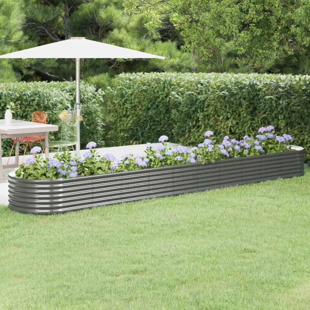 Garden Raised Bed Galvanised Steel 440x80x36 cm Grey