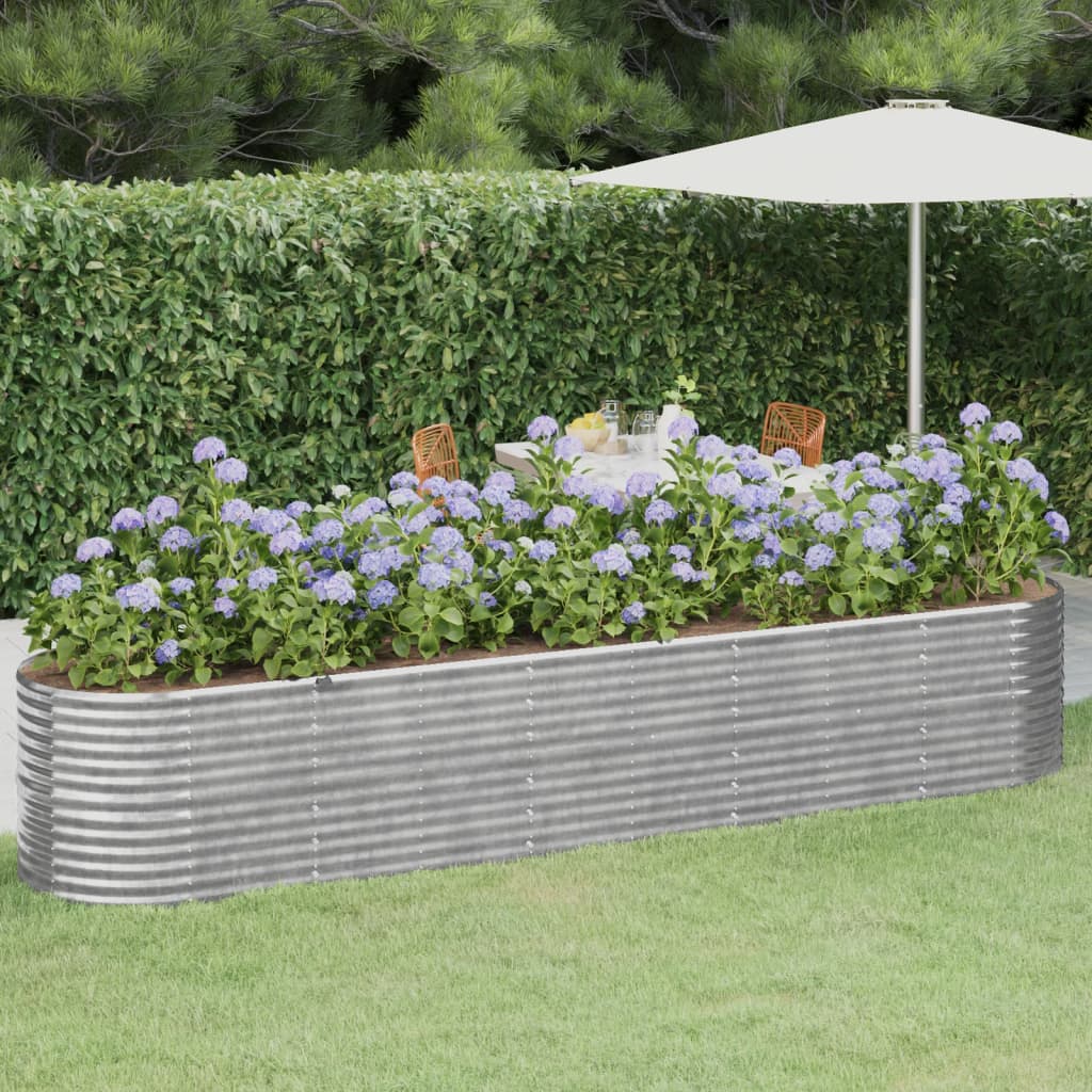 Garden Raised Bed Galvanised Steel 368x80x68 cm Silver