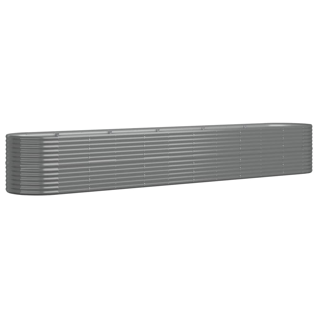 Garden Raised Bed Galvanised Steel 440x80x68 cm Grey