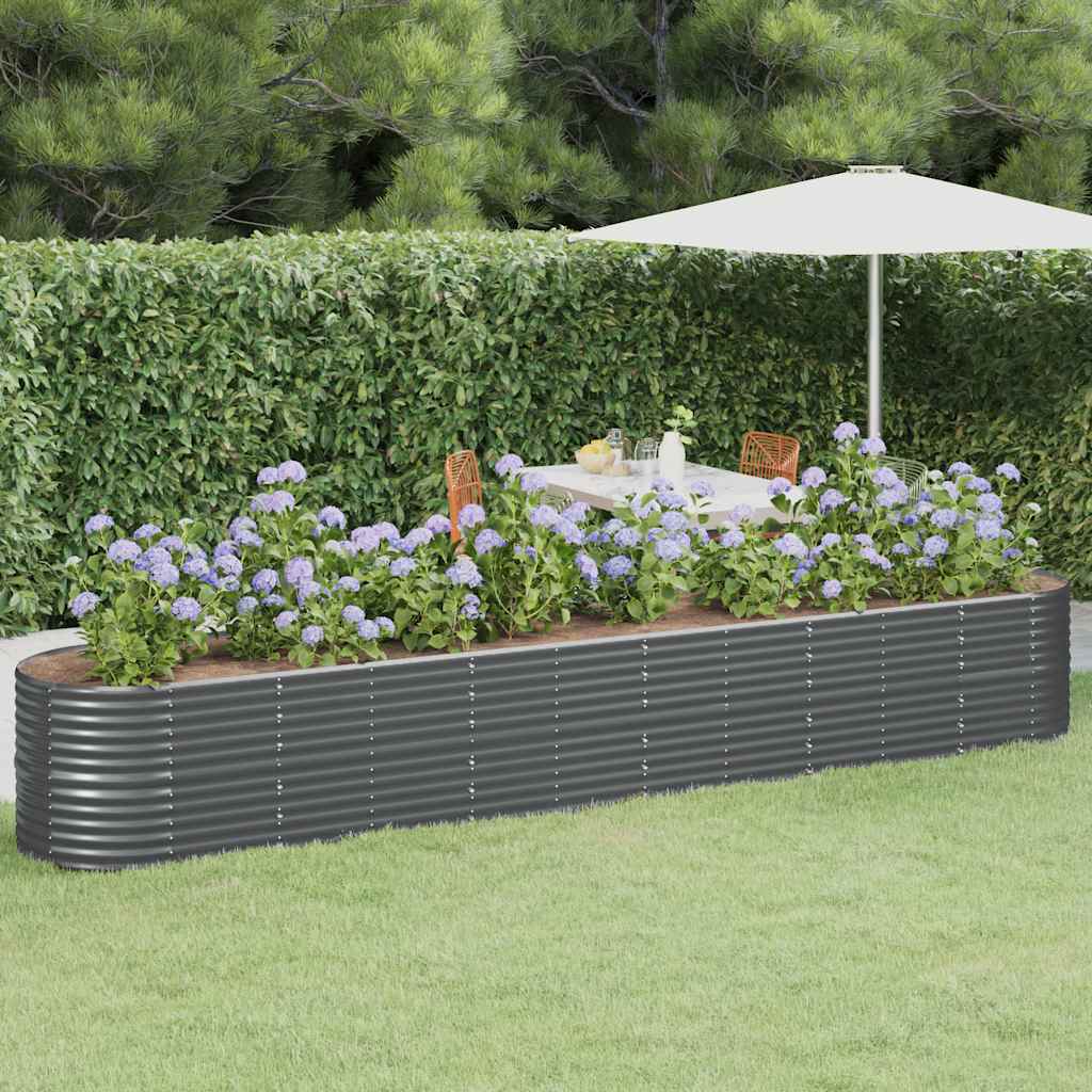 Garden Raised Bed Galvanised Steel 440x80x68 cm Anthracite