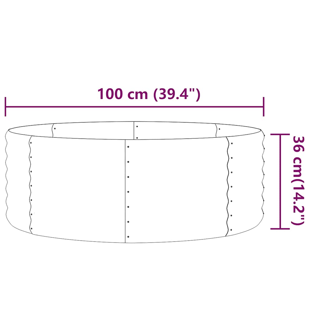 Garden Raised Bed Galvanised Steel 100x100x36 cm Silver