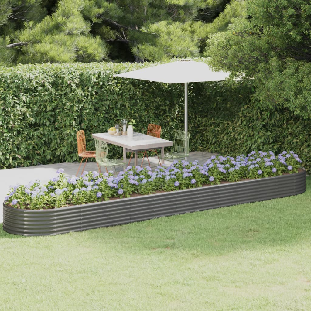 Garden Raised Bed Galvanised Steel 507x100x36 cm Grey