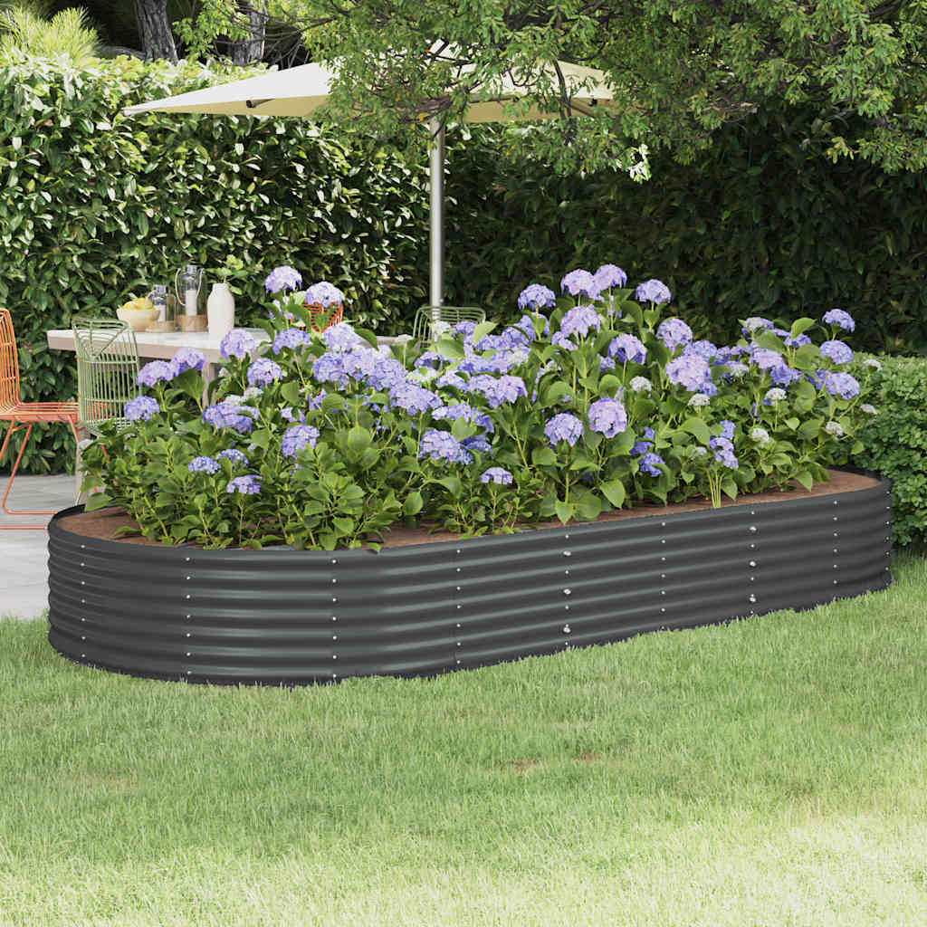 Garden Raised Bed Galvanised Steel 296x140x36 cm Anthracite