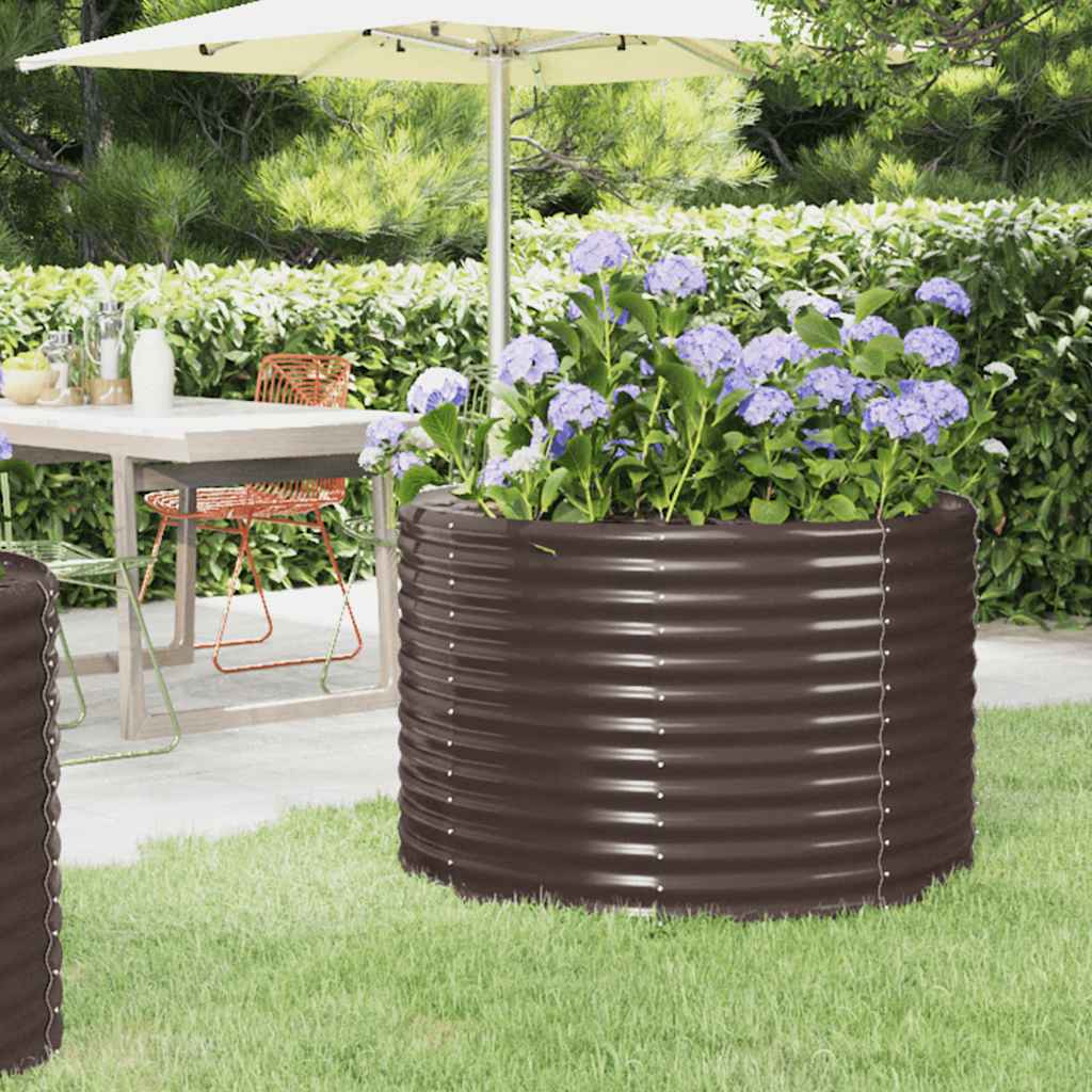 Garden Raised Bed Galvanised Steel 100x100x68 cm Brown
