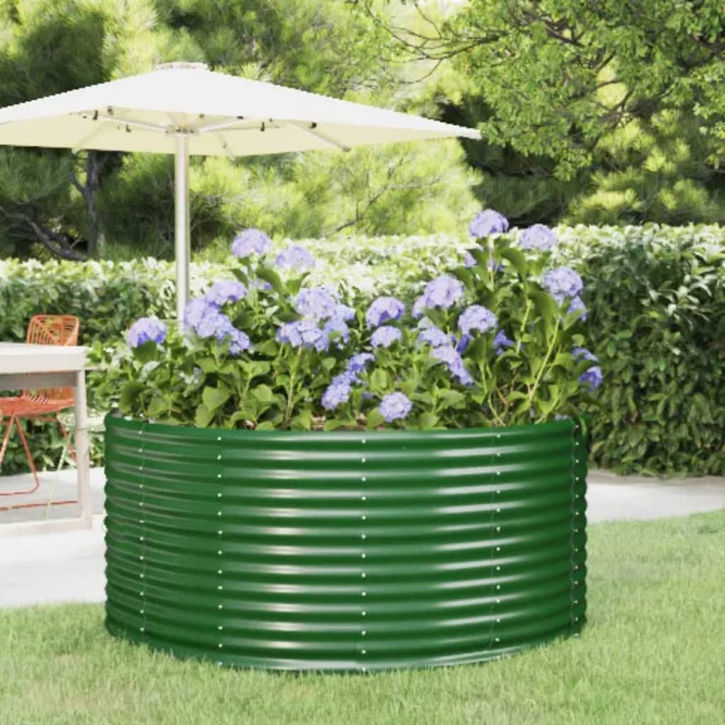 Garden Raised Bed Green 140x140x68 cm Galvanised Steel