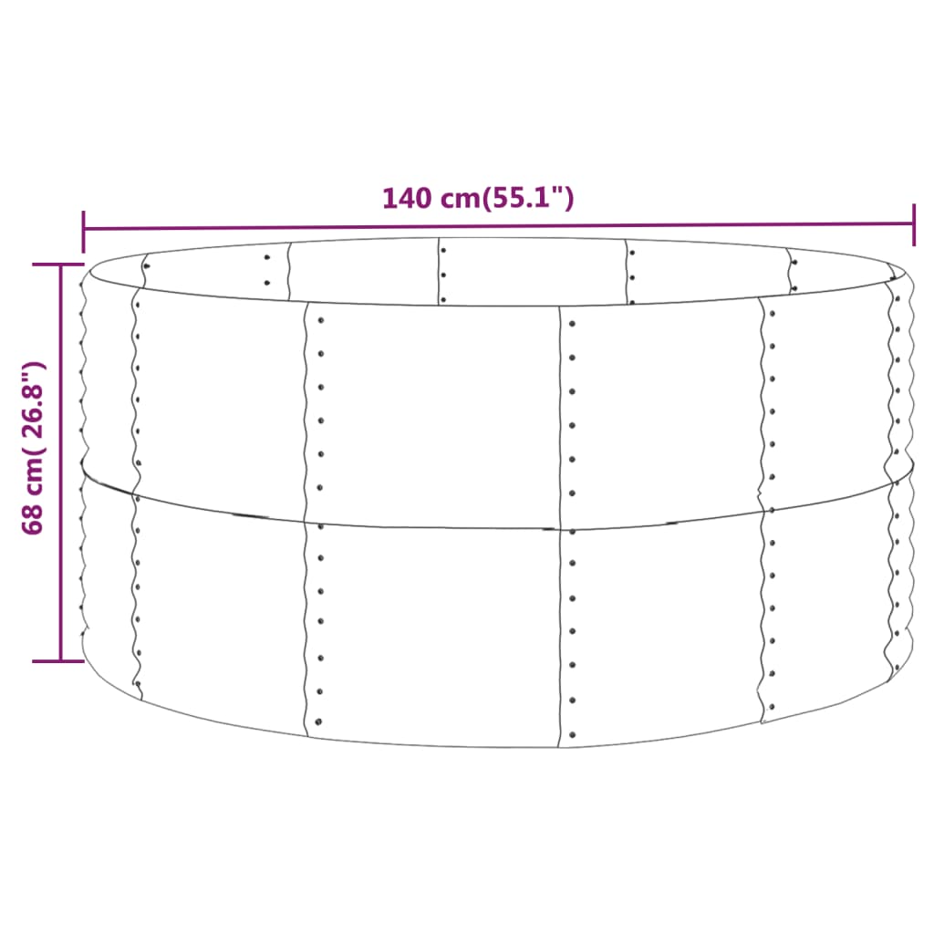 Garden Raised Bed Brown 140x140x68 cm Galvanised Steel