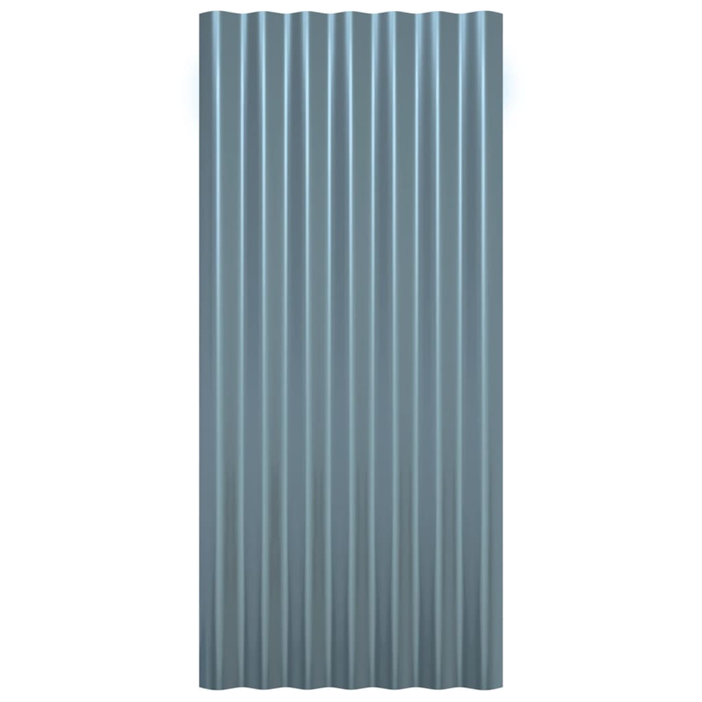Roof Panels 12 pcs Galvanised Steel Grey 80x36 cm