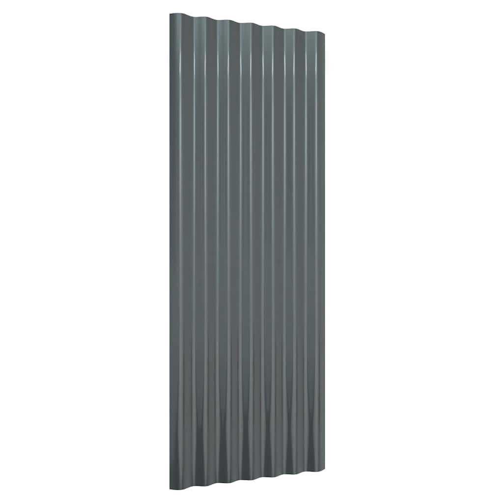 Roof Panels 12 pcs Galvanised Steel Anthracite 100x36 cm