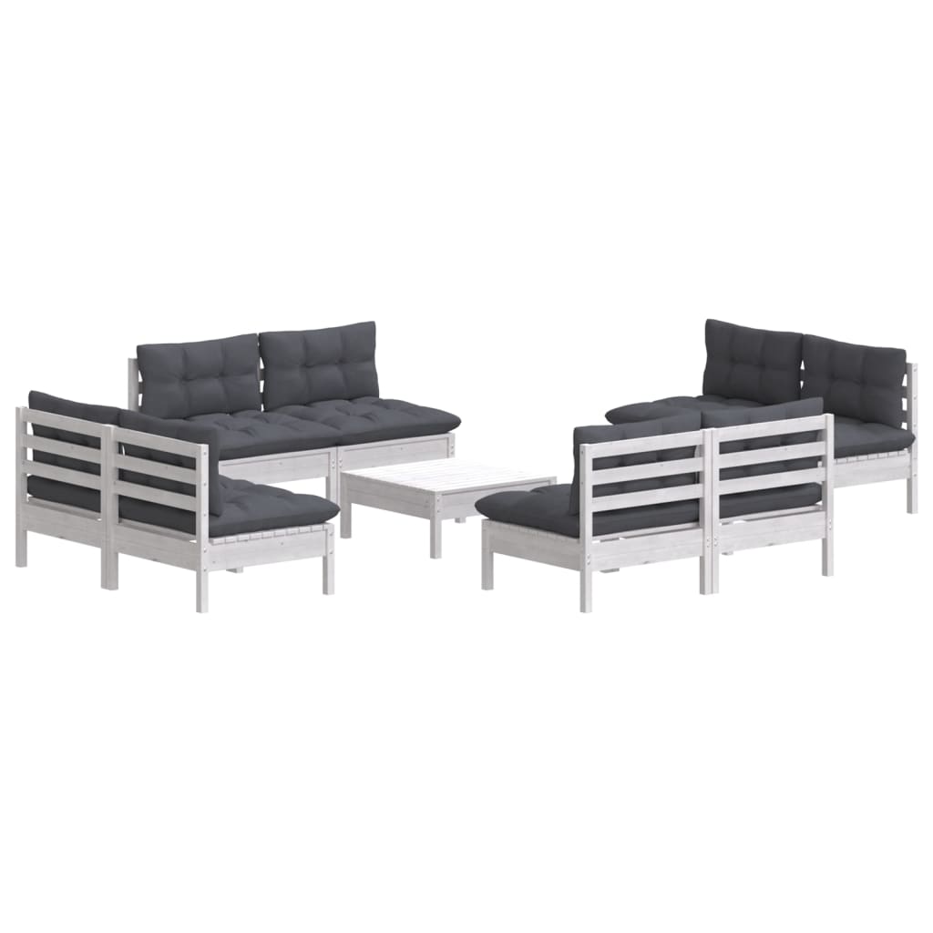 9 Piece Garden Lounge Set with Anthracite Cushions Pinewood