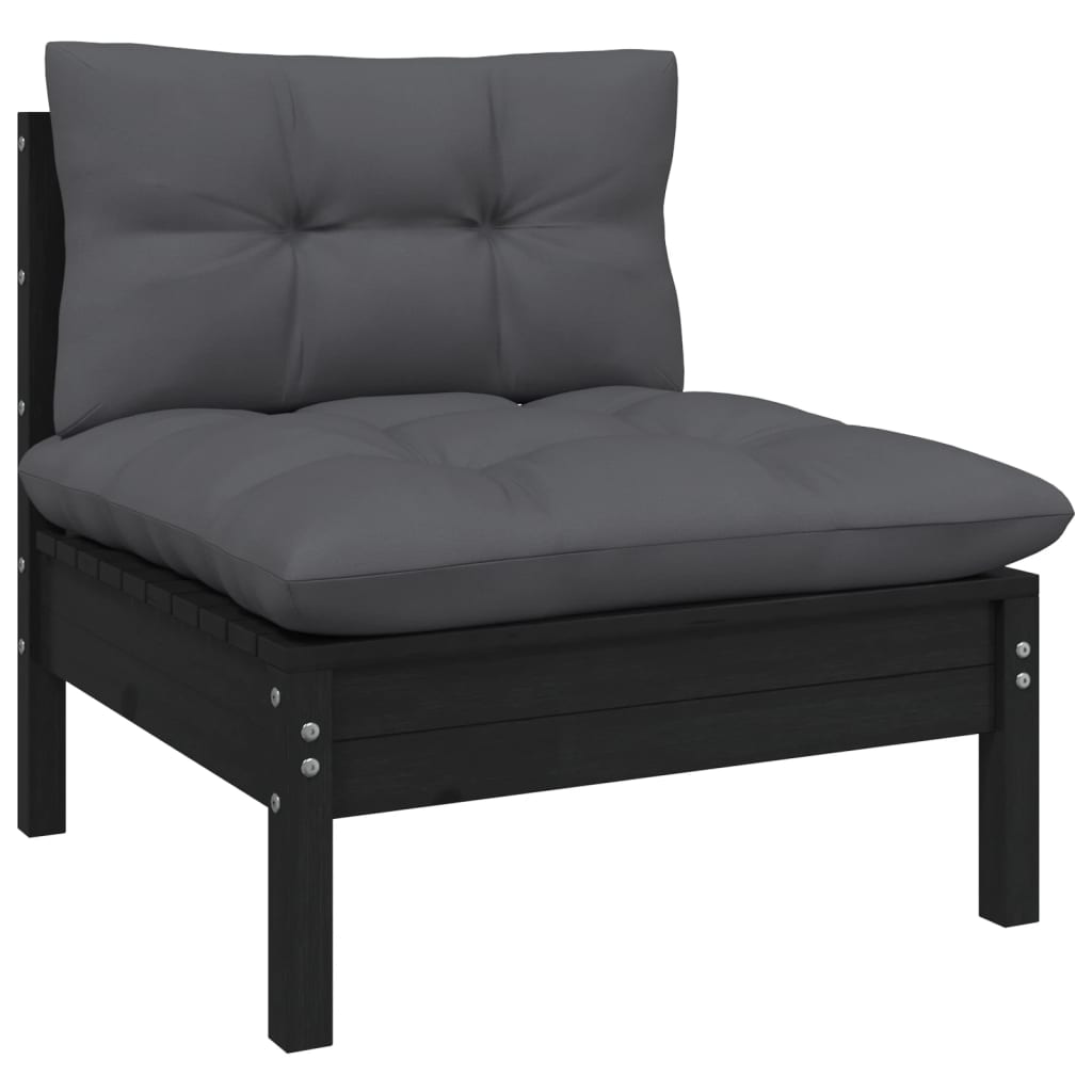 9 Piece Garden Lounge Set with Anthracite Cushions Pinewood
