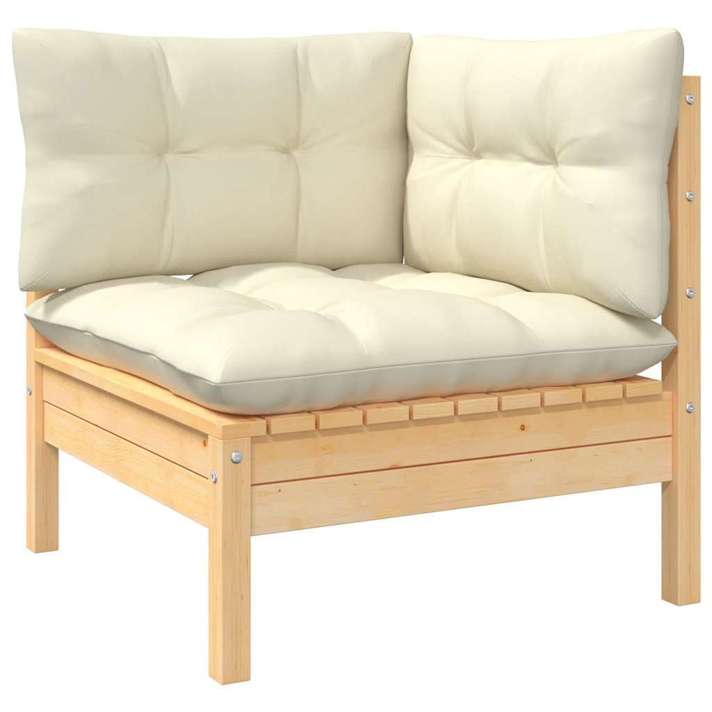 8 Piece Garden Lounge Set with Cream Cushions Pinewood