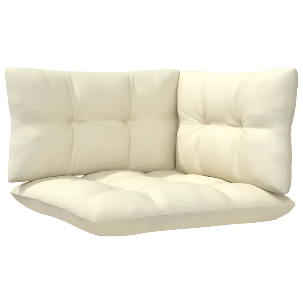 8 Piece Garden Lounge Set with Cream Cushions Pinewood