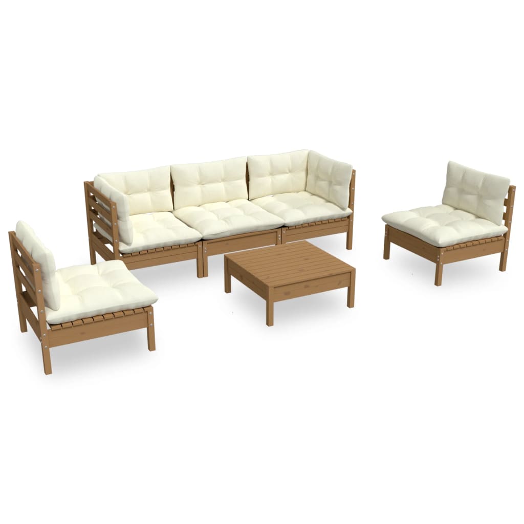 6 Piece Garden Lounge Set with Cushions Solid Pinewood