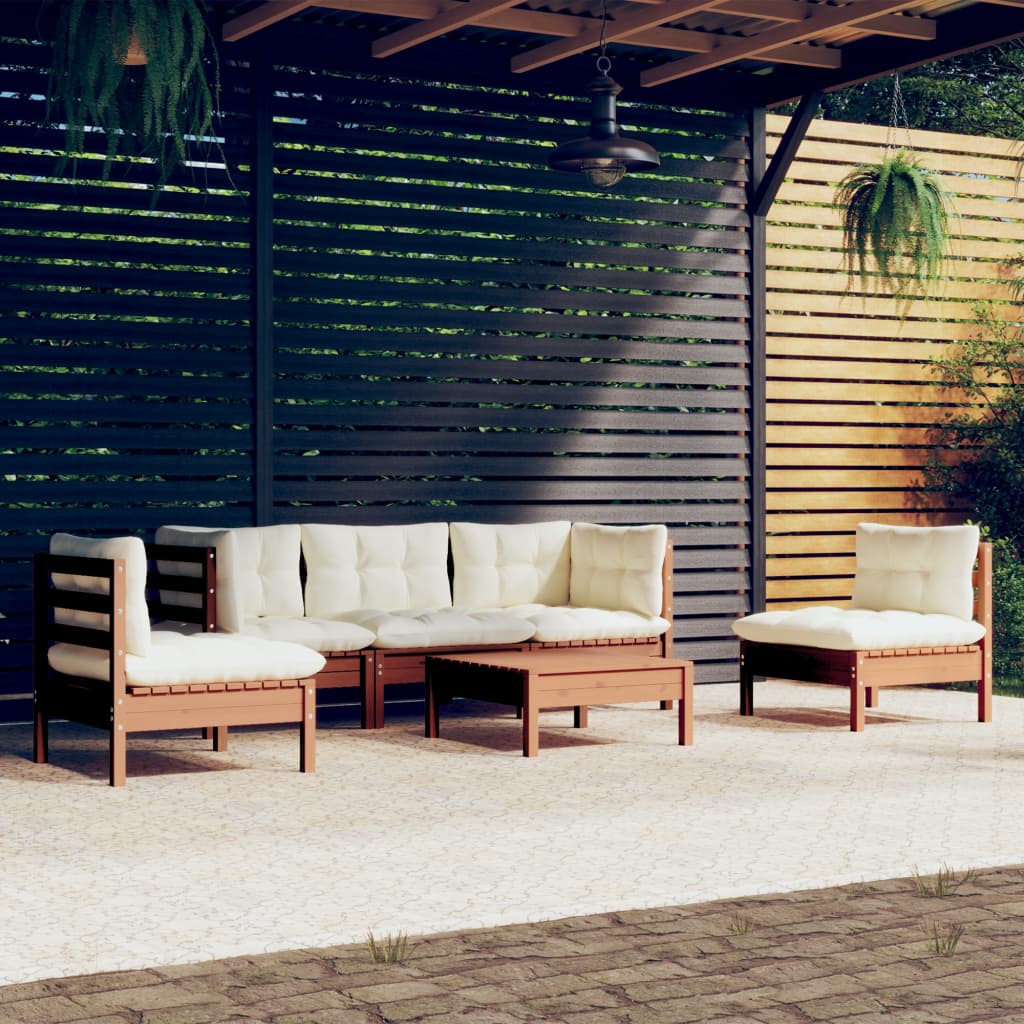 6 Piece Garden Lounge Set with Cushions Solid Pinewood