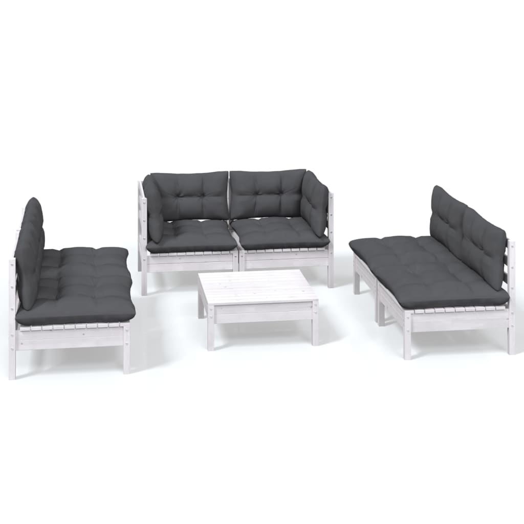 7 Piece Garden Lounge Set with Cushions Solid Pinewood