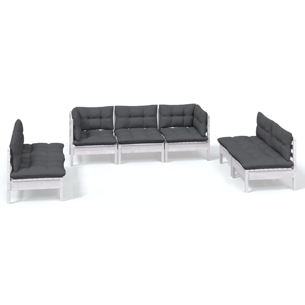 7 Piece Garden Lounge Set with Cushions Solid Pinewood