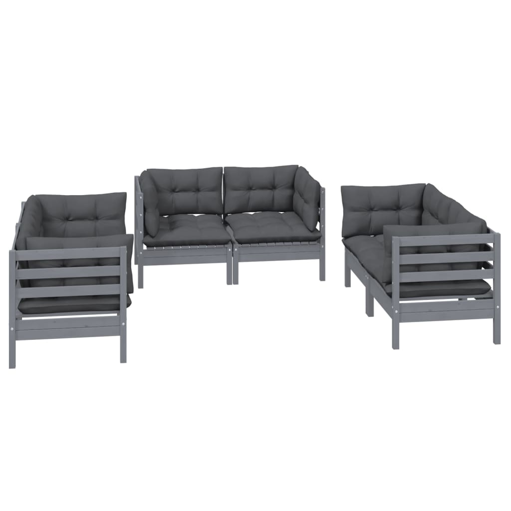 6 Piece Garden Lounge Set with Cushions Solid Pinewood