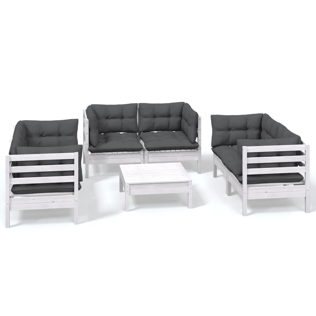 7 Piece Garden Lounge Set with Cushions Solid Pinewood