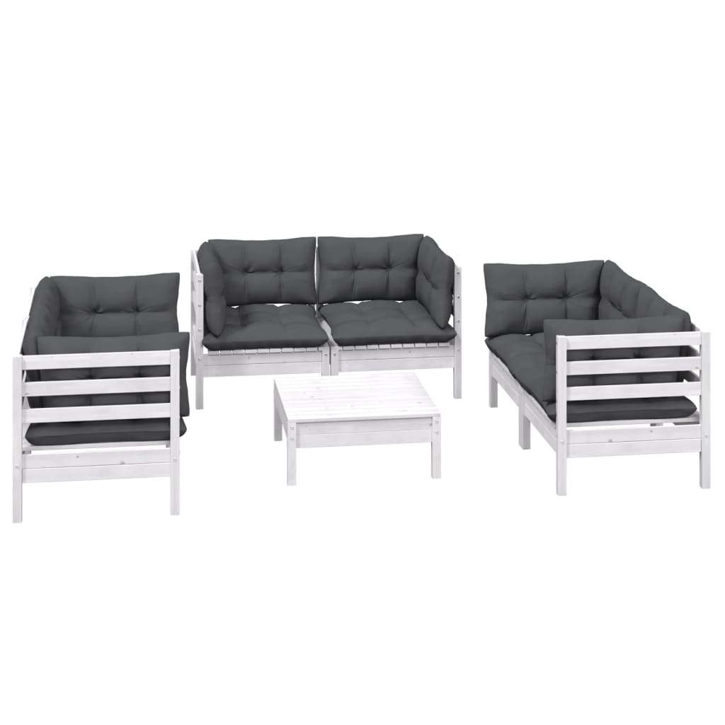 7 Piece Garden Lounge Set with Cushions Solid Pinewood