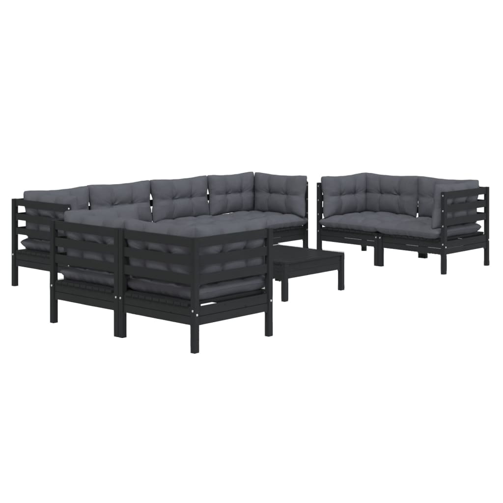 9 Piece Garden Lounge Set with Cushions Solid Pinewood