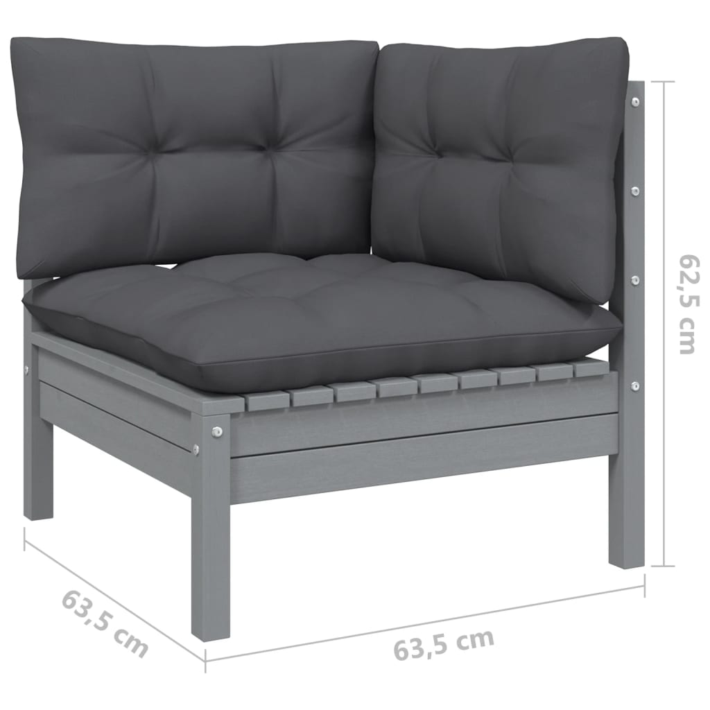 3 Piece Garden Lounge Set with Cushions Solid Wood Pine