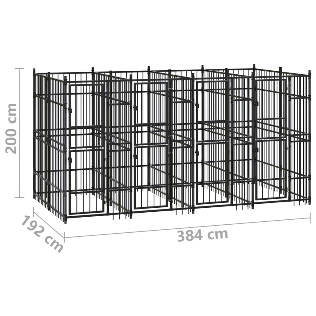 Outdoor Dog Kennel Steel 7.37 m?