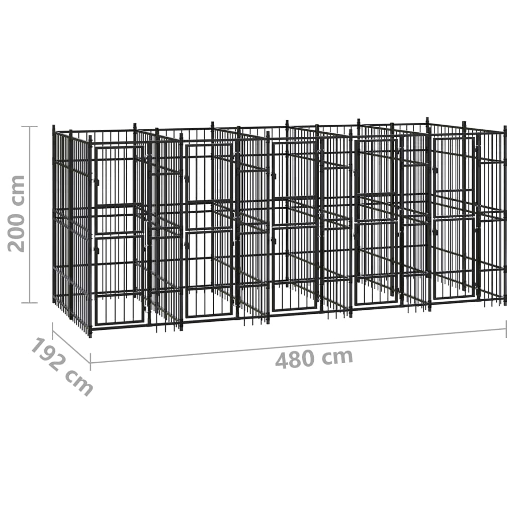 Outdoor Dog Kennel Steel 9.22 m?