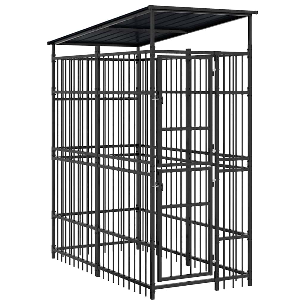 Outdoor Dog Kennel with Roof Steel 1.84 m?