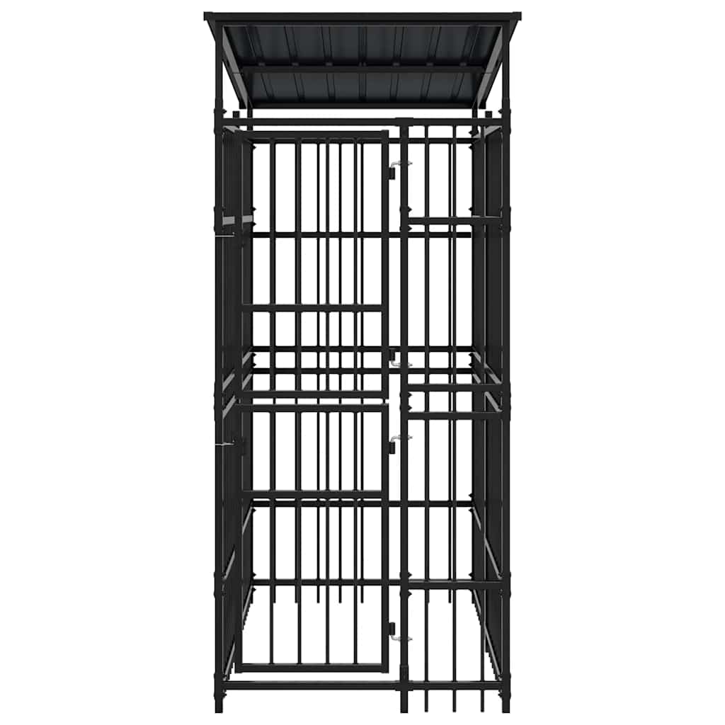 Outdoor Dog Kennel with Roof Steel 1.84 m?