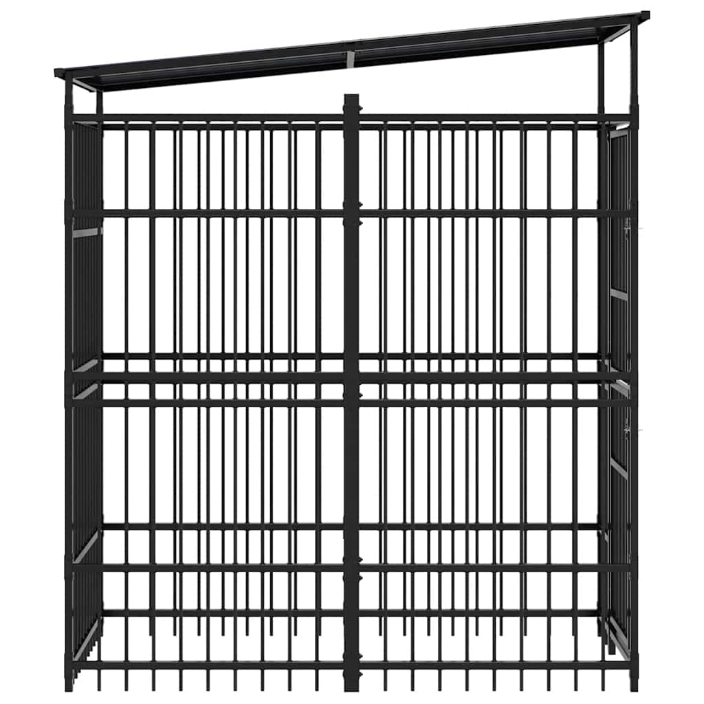 Outdoor Dog Kennel with Roof Steel 1.84 m?