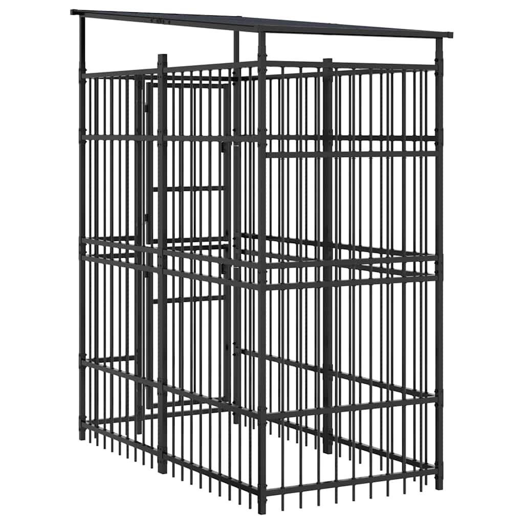 Outdoor Dog Kennel with Roof Steel 1.84 m?