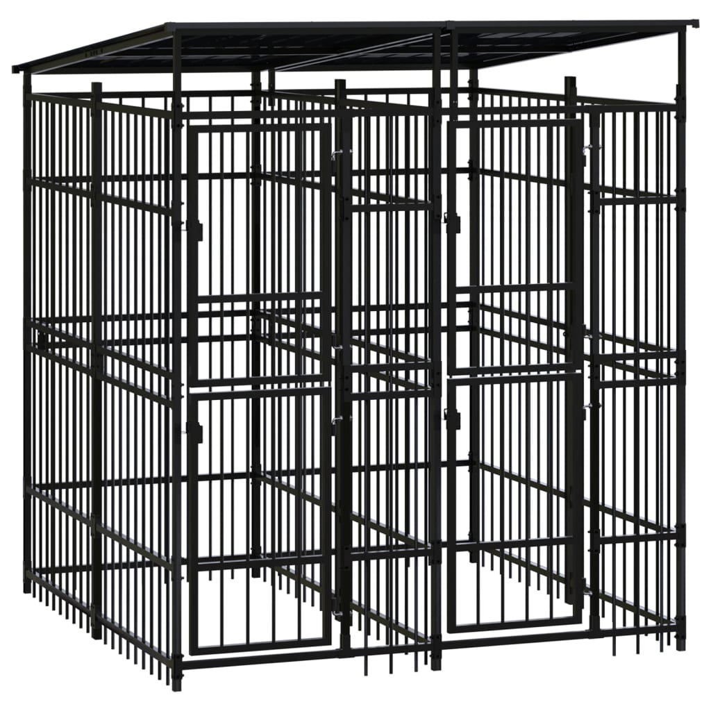 Outdoor Dog Kennel with Roof Steel 3,69 m²