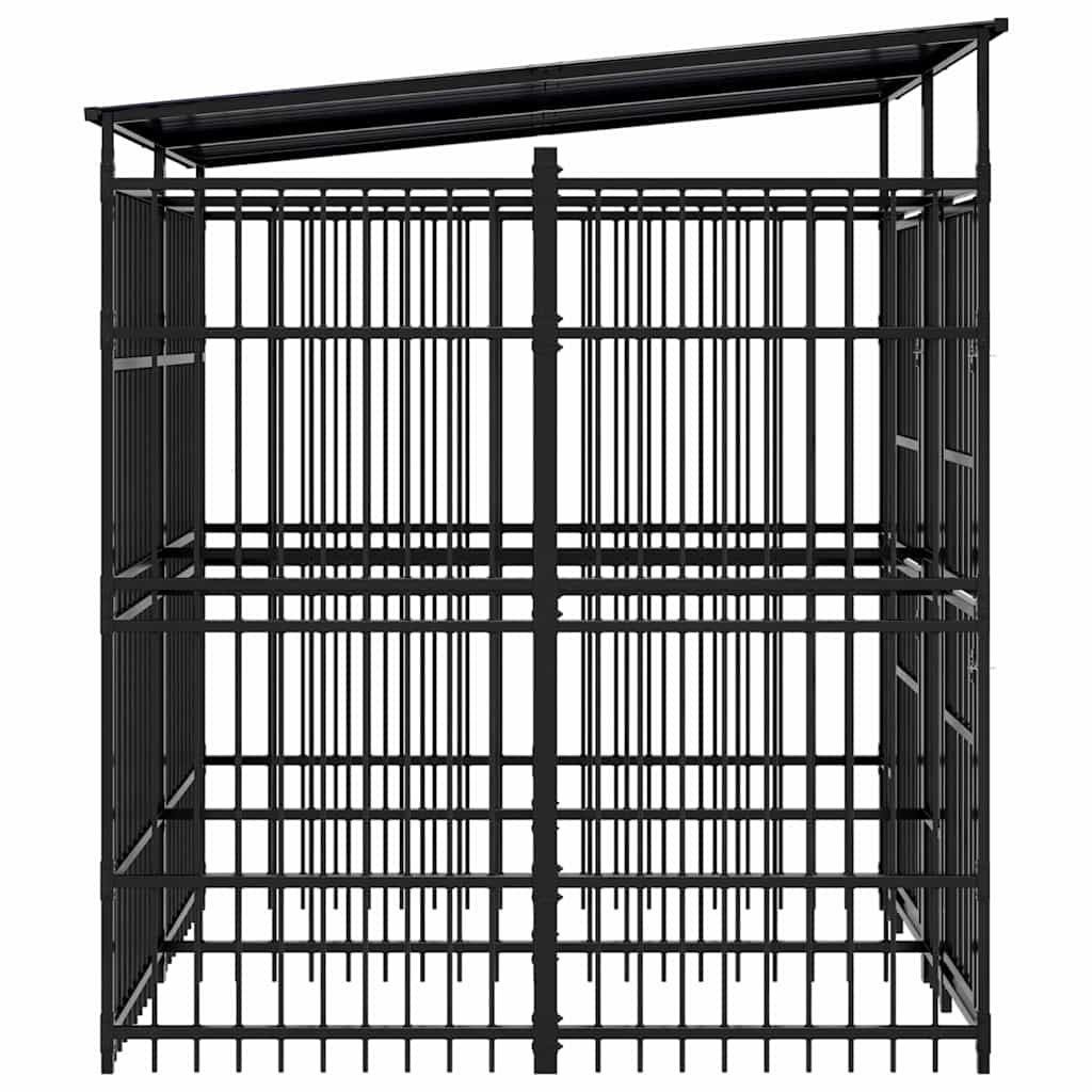 Outdoor Dog Kennel with Roof Steel 3.69 m?