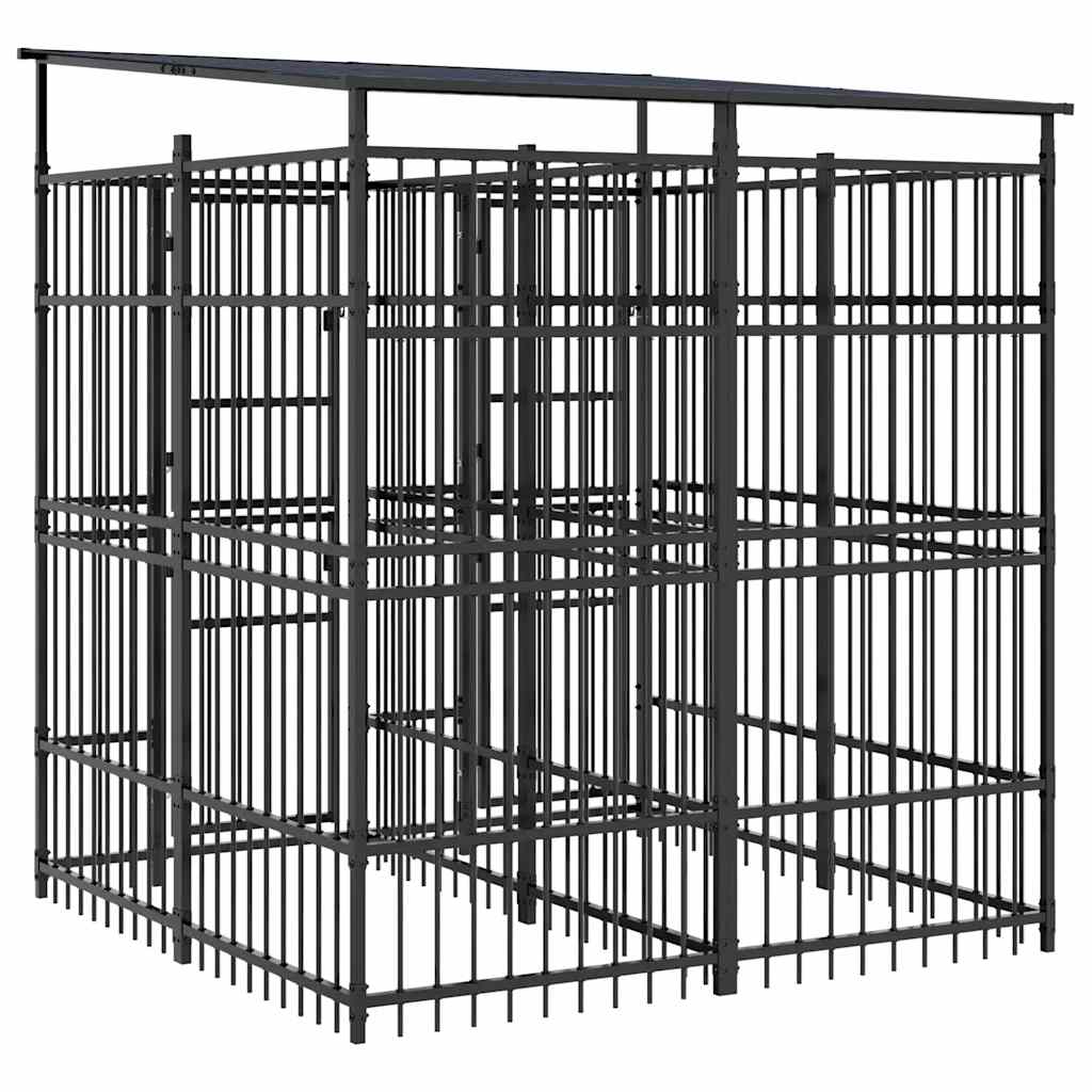 Outdoor Dog Kennel with Roof Steel 3.69 m?