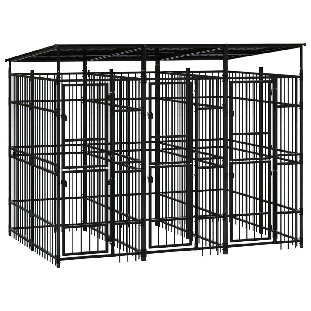 Outdoor Dog Kennel with Roof Steel 5.53 m?