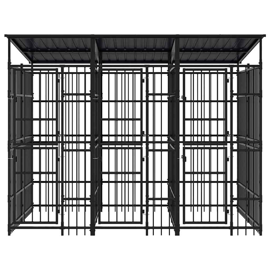 Outdoor Dog Kennel with Roof Steel 5,53 m²