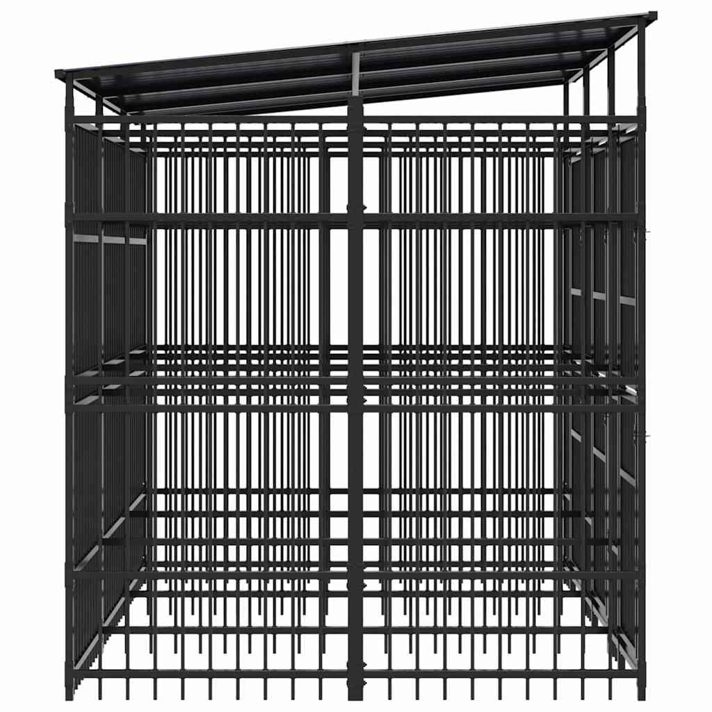 Outdoor Dog Kennel with Roof Steel 5,53 m²