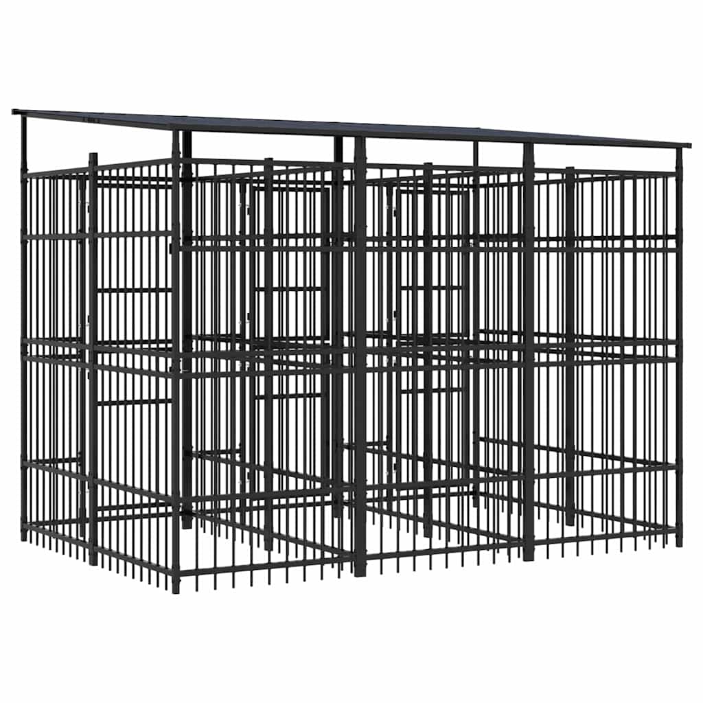 Outdoor Dog Kennel with Roof Steel 5,53 m²