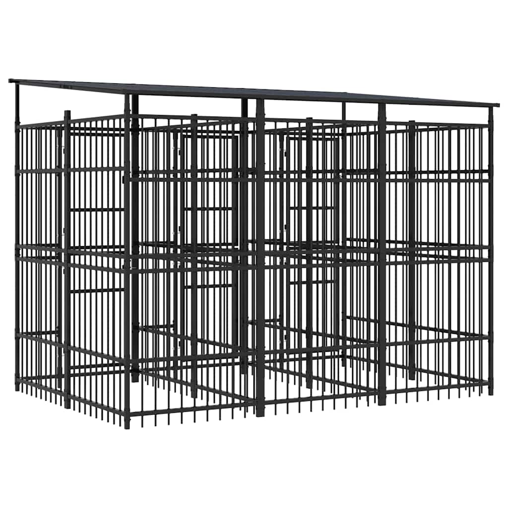 Outdoor Dog Kennel with Roof Steel 5.53 m?
