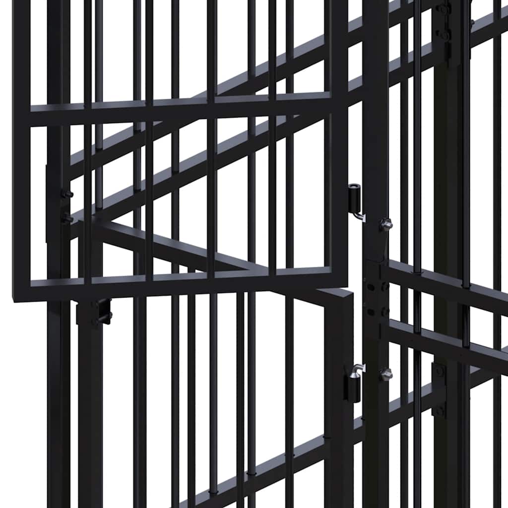Outdoor Dog Kennel with Roof Steel 5,53 m²