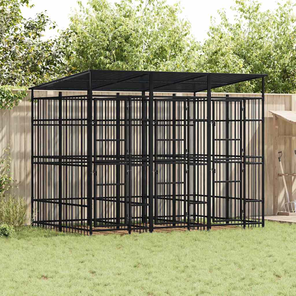 Outdoor Dog Kennel with Roof Steel 5,53 m²