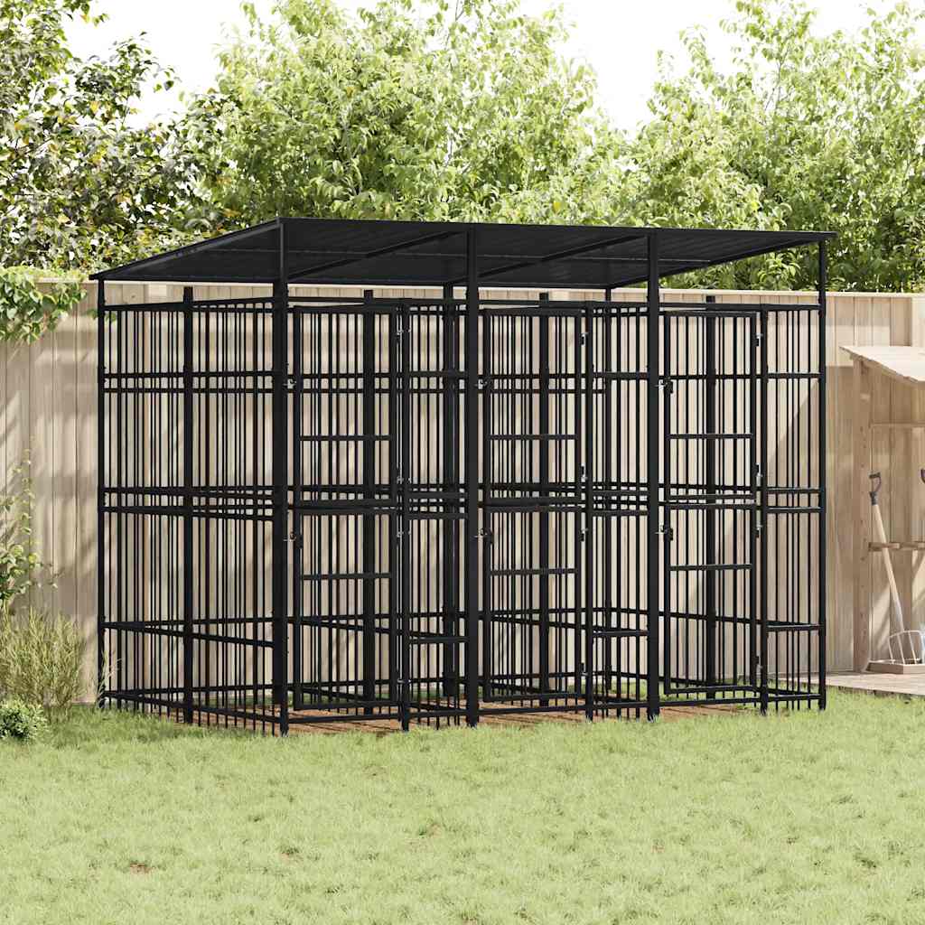 Outdoor Dog Kennel with Roof Steel 5.53 m?